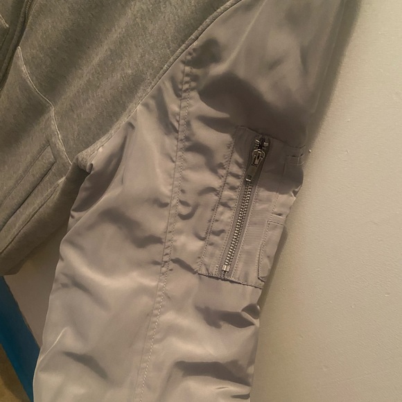 H&M Bomber Jacket Gray with Nylon Sleeves - Picture 5 of 5